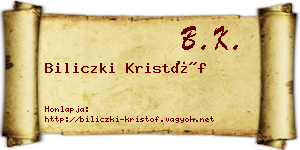 Biliczki Kristóf névjegykártya