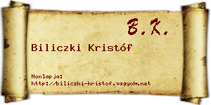 Biliczki Kristóf névjegykártya